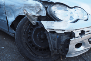 Crashed-in vehicle after rear accident