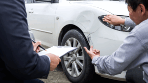 Minor car accident caused damaged of a scratch and dent on the right-front side of the car.