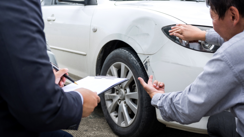 Minor car accident caused damaged of a scratch and dent on the right-front side of the car.